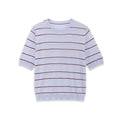 Fashion Short-sleeve Round-neck Striped Knit Top Light Blue With Knit Top Casual Sleeve Crew Neck For Women Daily Wear 0NSB