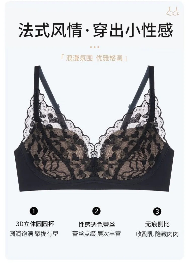 Japanese Sexy Lace Bralette Wireless Bra for Small Chest, Push Up, Side Coverage, Fights Sagging, New Trendy MOYISU Sexy Tushy B