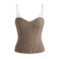 French Fashion Elegant Top Slim Fit Ribbed Waistband Tube Top Crop Top Camisole Vest Bustier Top For Woman Pure Desire EWKE