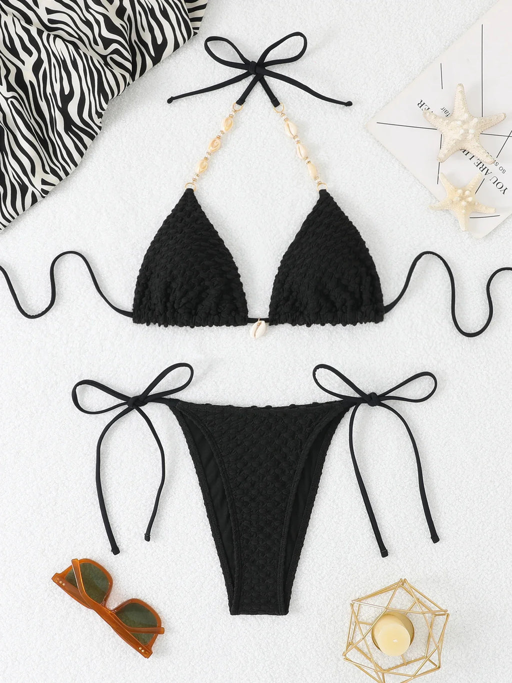 2026 Halter String Triangle Bikini Women Sexy Swimwear Female Mesh Swimsuit Solid Bathers Bathing Swimming Swim Suit Beachwear