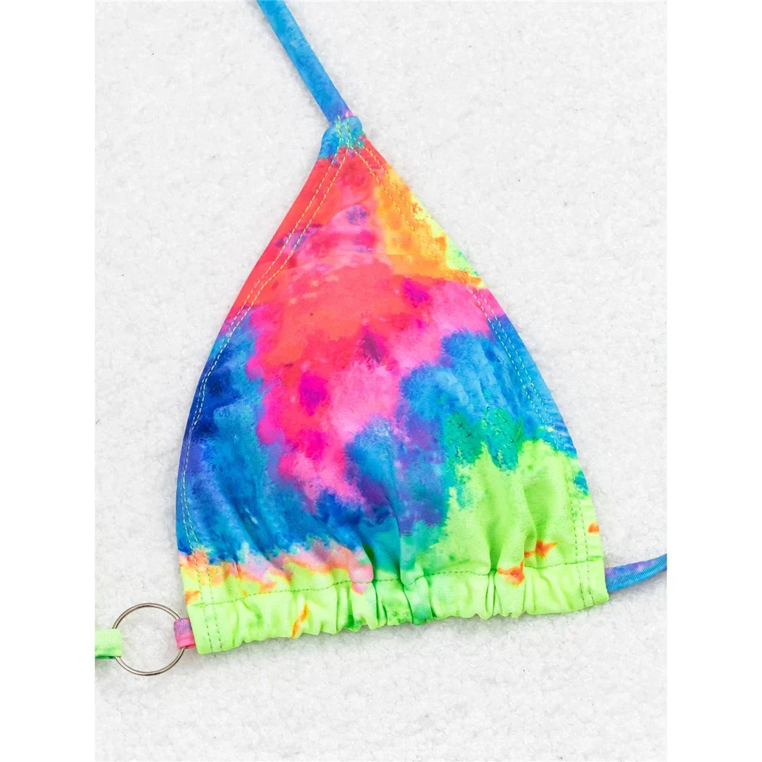 Sexy Printed Tie Dye Halter Brazilian Bikini Women Swimwear Female Swimsuit Two-pieces Bikini set Bather Bathing Suit Swim V6313