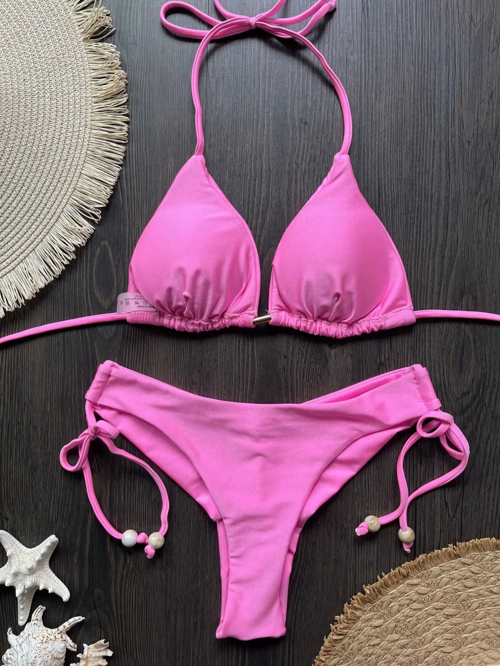New Solid Color Bikini Set 2026 Women's Swimsuit Hanging Neck Rope Split Swimsuit 2-piece Set Summer Beachwear
