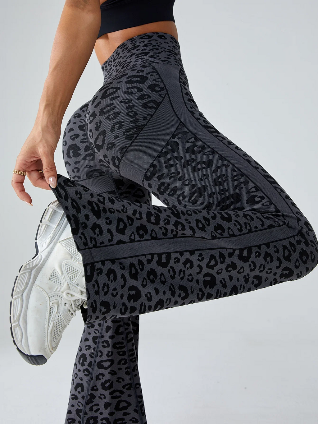 Retro Leopart Women's Pants/Clothing Seamless High-Waisted Flare Trousers Yoga Pilates Leggings Tummy Control 4D Stretch Autumn