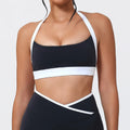 Women Halter Sports Bra Push Up Strappy Sexy Open Back Gym Crop Top Padded Women's Underwear Fitness Workout Yoga Tank Tops