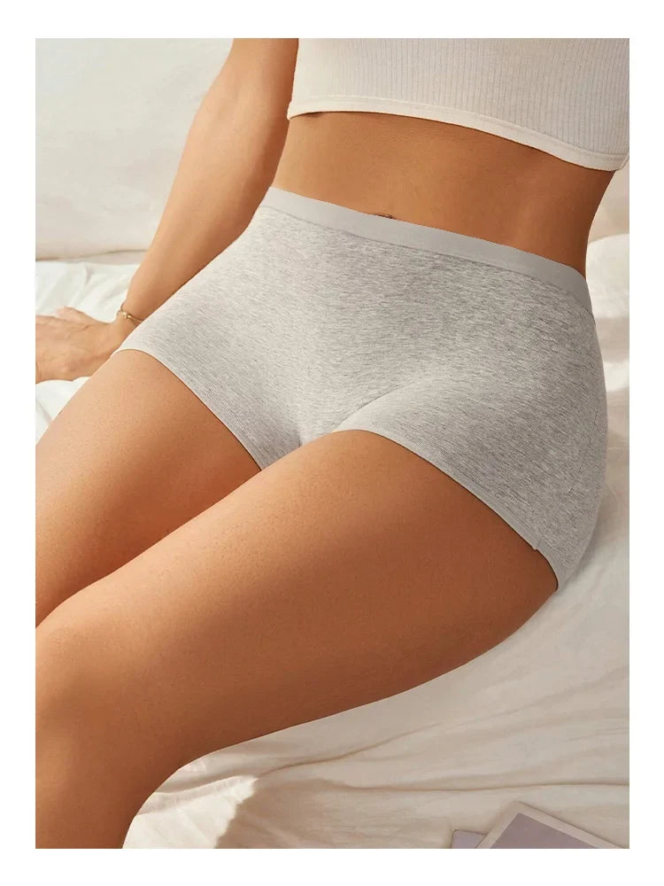 5Pcs Women's Cotton Underwear Boxers Seamless Sports Panties Female Solid Color Briefs Cozy Lingerie Intimate Underpants XS-XL