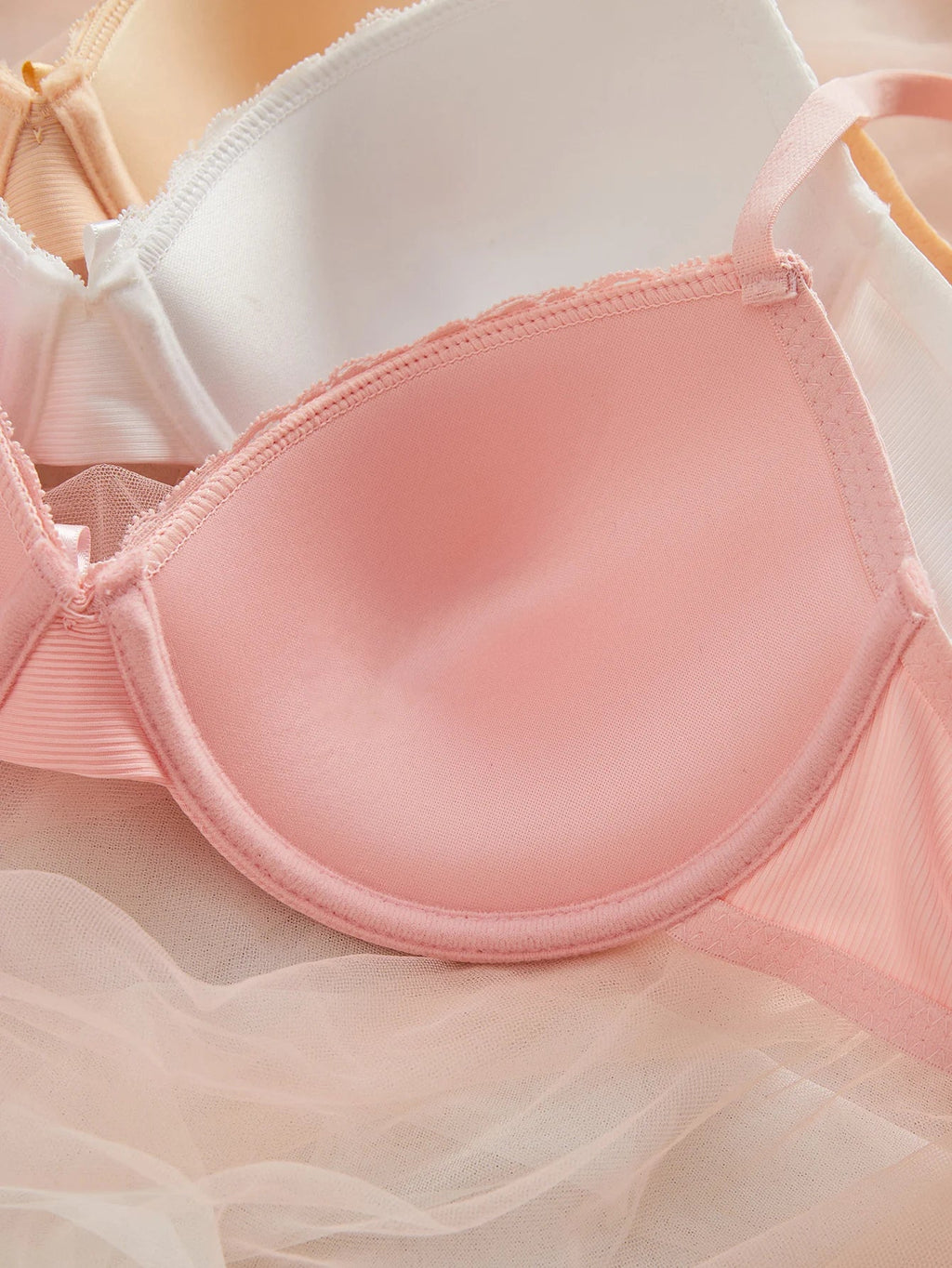 3-Pack Ribbed Women's Underwear Set Everyday Push up Bra Lace Trim Splicing Sexy Bras Comfortable Thin Cup Underwire Women's Bra