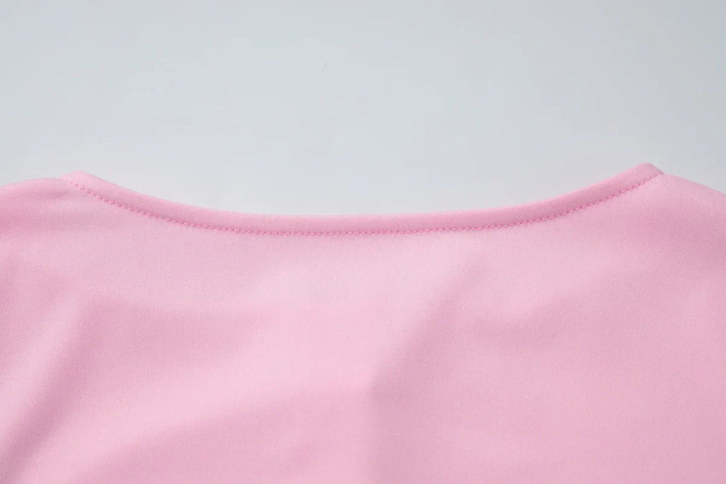 FDYOUI Pink T-shirts 2026 Summer Woman Clothes O-neck Single Breasted Cardigan Tops Female Short Sleeve Slim T Shirt Streetwear