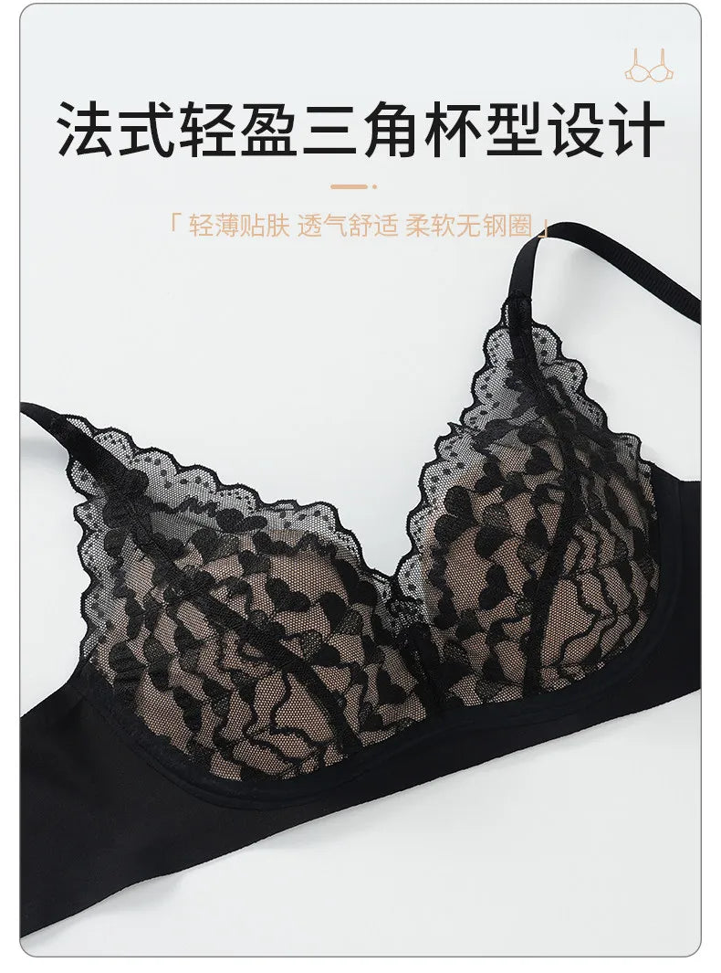 Japanese Sexy Spitze Büstenhalter ohne Bügel, Push Up für kleine Brust, Seitlich glättend, Anti-Sagging, Neu Bestseller MOYISU B