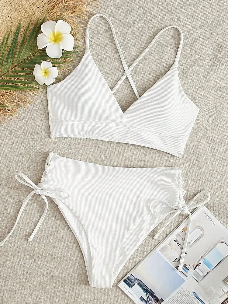 Sexy Bandage High Waist Brazilian Bikinis Sets Swimsuit Swimwear Swimming Suit for Women  New Bikini Mujer Biquinis