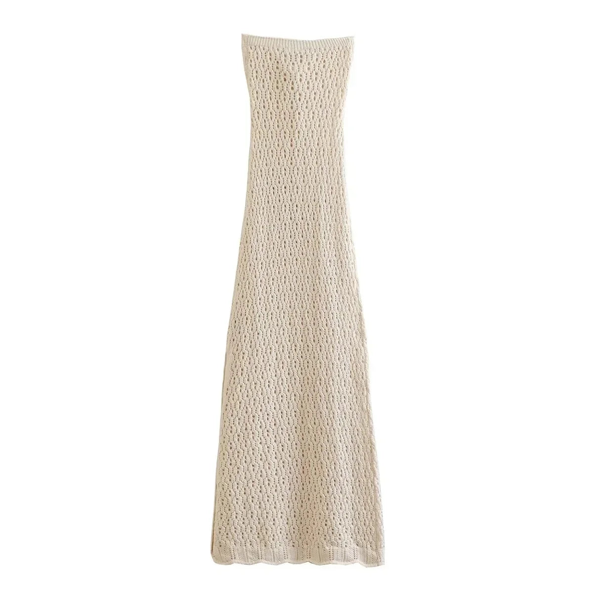 Foridol Bowknot Off Shoulder Knitted Summer Autumn Beach Dress Hollow Out Side Slit Maxi Long Sexy Sundress Bohemian Boho Dress