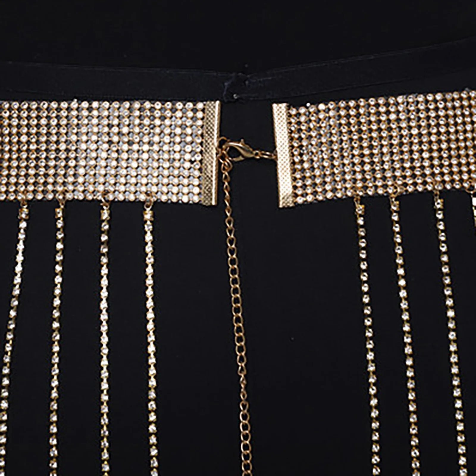 Fringe Bright Rhinestone Chain Skirt Women's High Waist Tassel Waist Chain Belt Stage Performance Carnival Party Night Clubwear