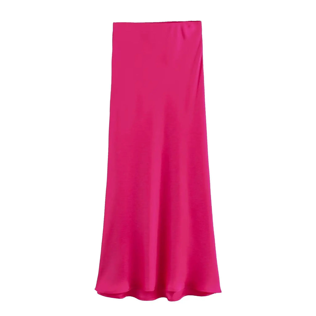 Foridol Autumn Winter Burgundy Satin Skirt Women Party Silk Skirt High Waist Straight Long Faldas Mujer Christmas Skirt
