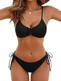 2026 Multicolor Textured Adjustable Tie Side Push Up Sexy Bikini Padded Swimwear For Women Beach Bathing Suit