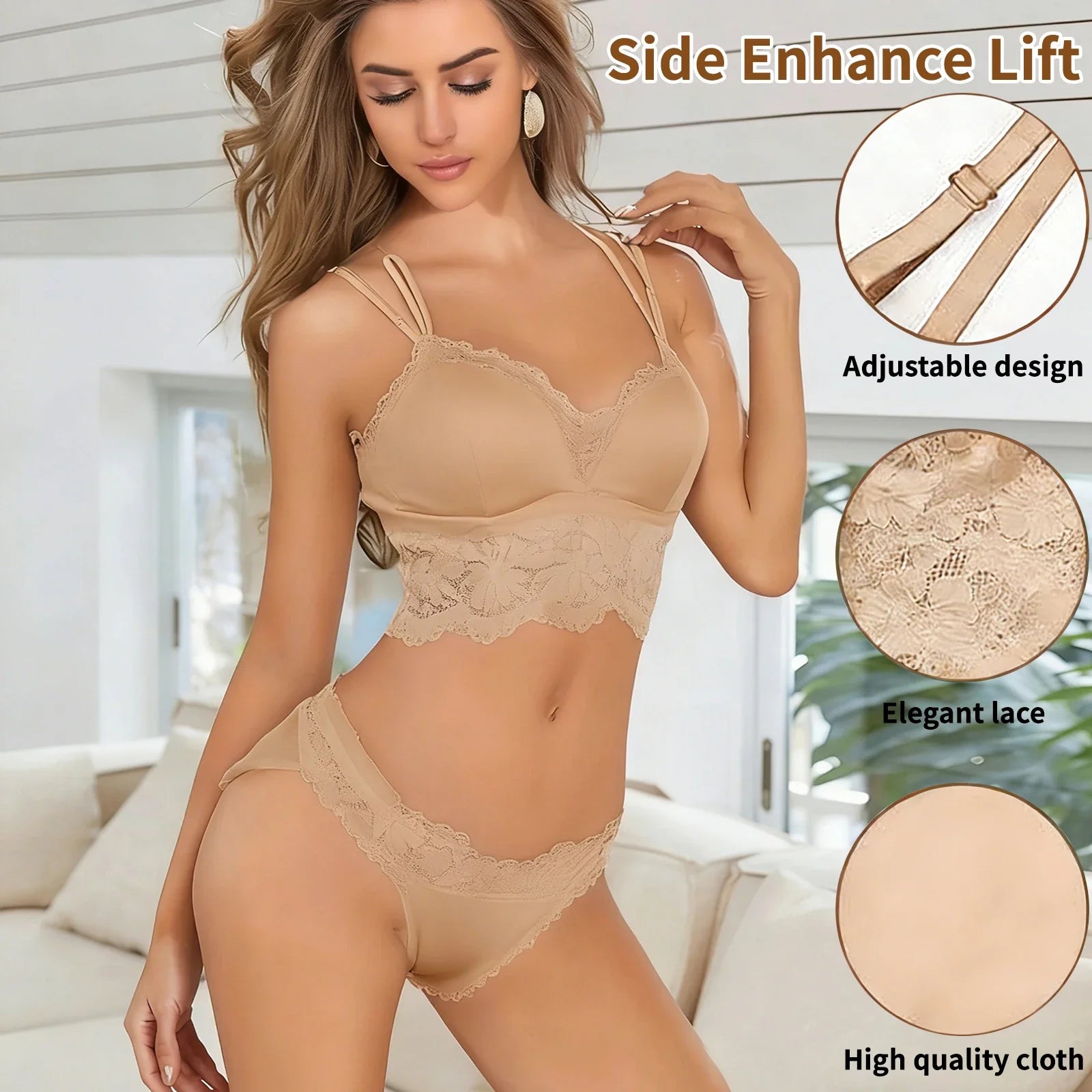 7 Pieces Color Women' Sexy Lace Wire-free Bras Lightweight Breathable Back Support, Gathered Shaping for Natural Curves