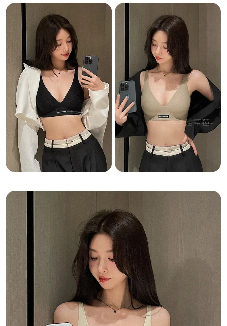 MOYISU Japanese Milk-Skin Bralette - Wireless Summer Bras for Small Chest Traceless Lift Soft Jelly Support Back Tuck Technology