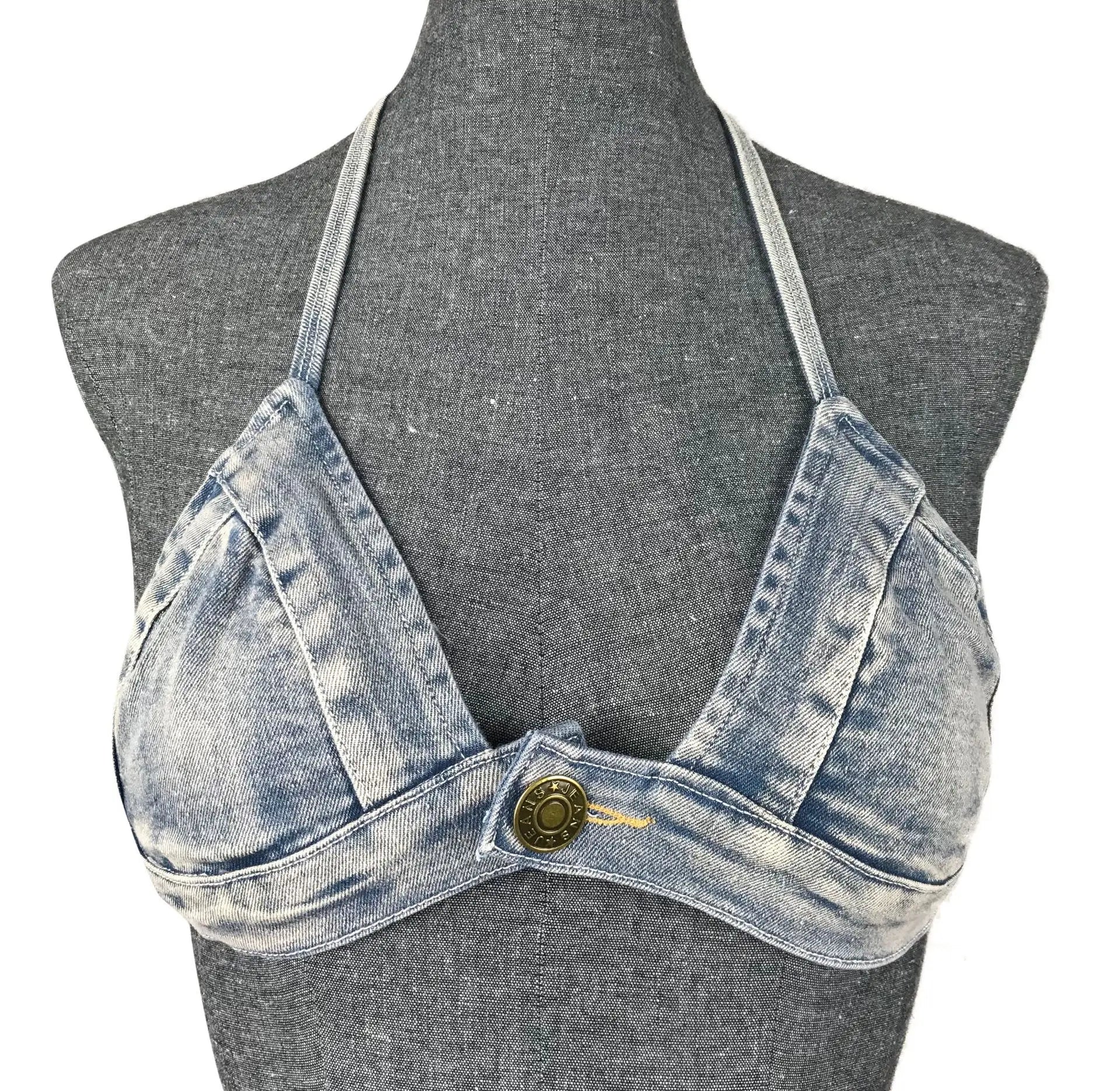 DEKA Women Beach Wear 2 Piece Set Denim Bikini SetThong Low Waist Swimsuit Push Up Swimwear Jeans Bathing Suit Halter Biquini