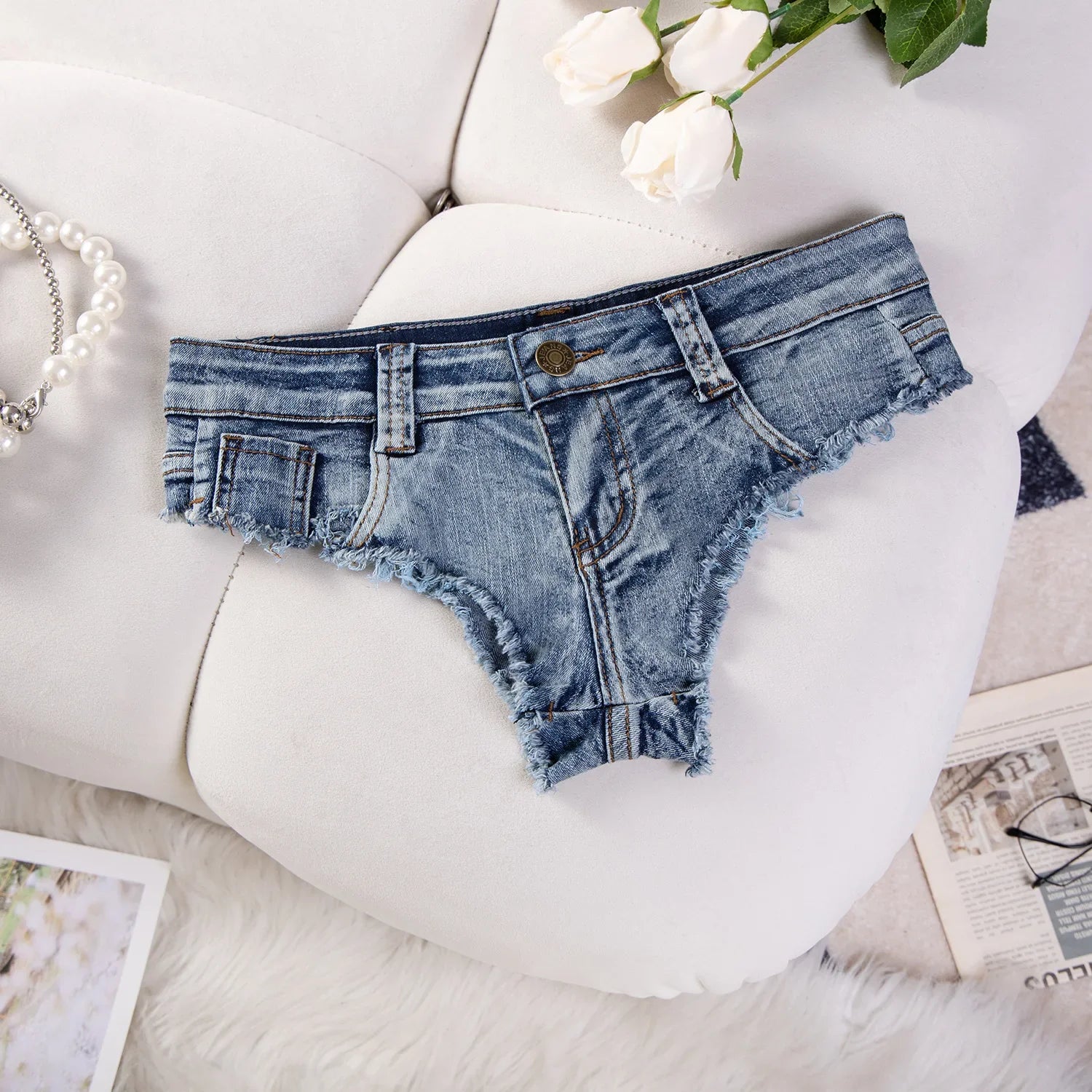 Summer Low Waist Hot Girl Slim Fit Plus Size Stretch Jeans Women's Denim Shorts For Beach Spa & Hot Springs Water Sports G5WM