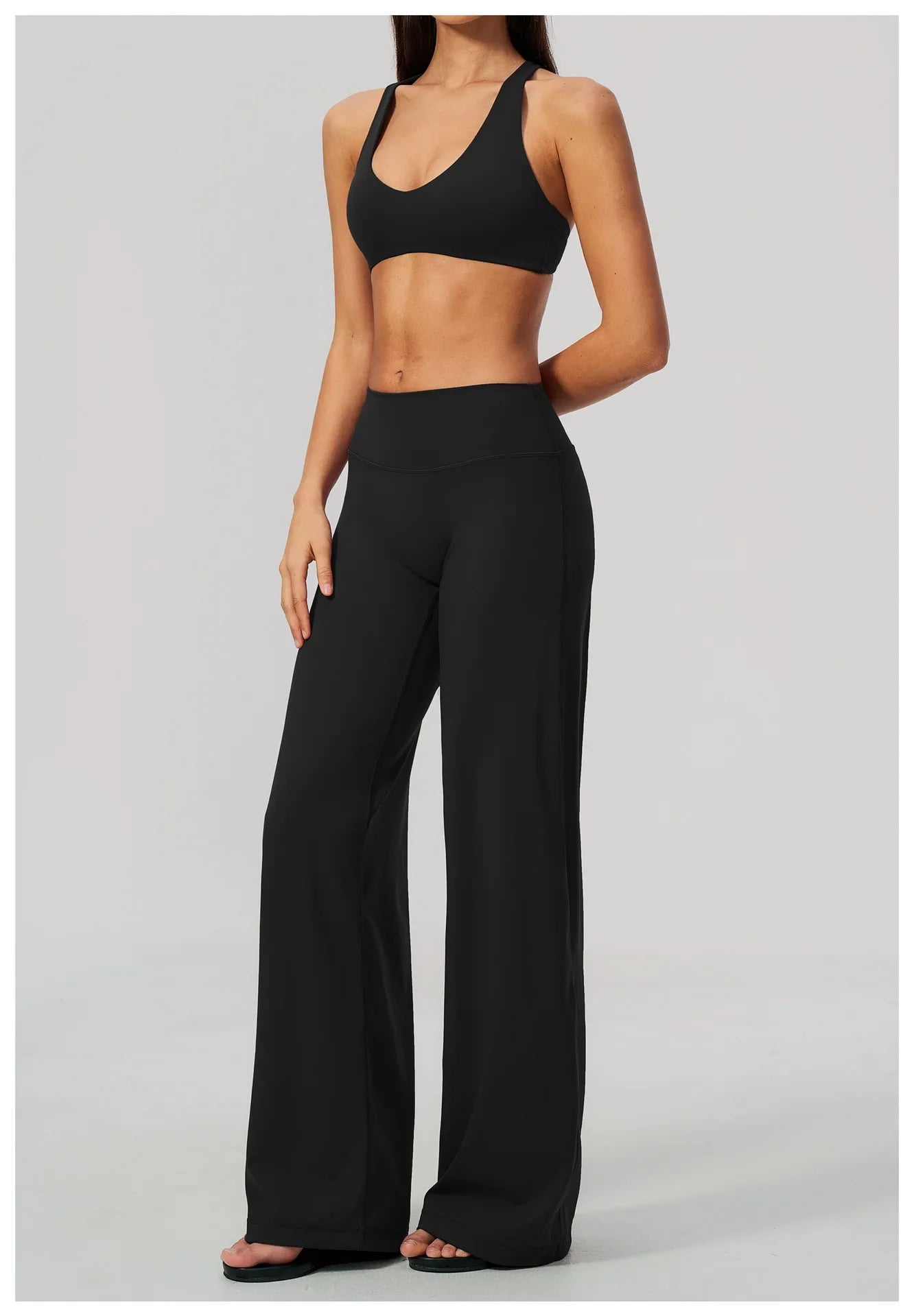 Summer 2 Piece Yoga Sets Women Tight Back Cross Sports Bra High Waist Peach Hip Wide Leg Pants Gym Running Fitness Workout Suits