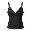 Women Camisole Solid Color Spaghetti Straps V-neck Lace Patchwork Summer Tops for Party Club