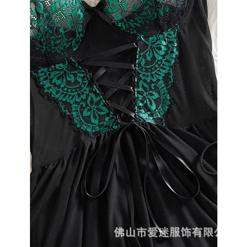 Sexy Pajama Tone Lace Dress Sexy slip dress with two tone lace trims sexy lingerie women erotic erotic lingerie