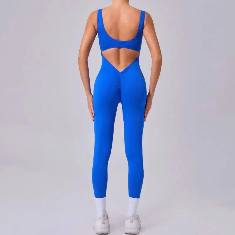 Seamless Yoga Jumpsuits Sports Fitness Hip-lifting Hollow Beauty Back One-piece Workout Running Gym Leggings Bodysuits for Women