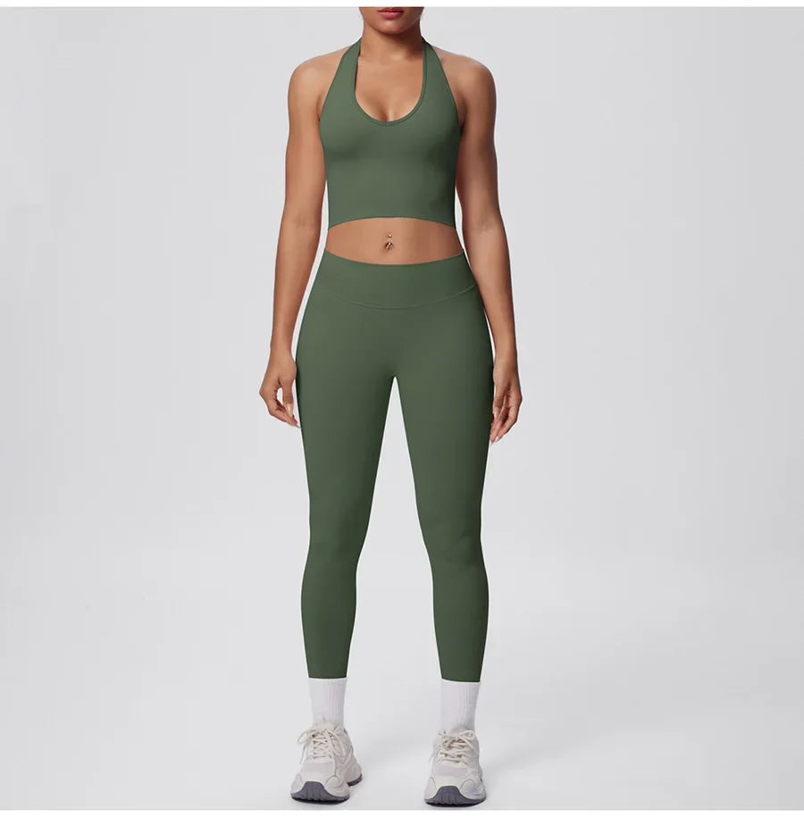 2pcs Yoga Set Gym Outfits Clothes Athletic Wear Yoga Suits For Women Fitness Set Tracksuits Sports Bra Gym Leggings Sportswear