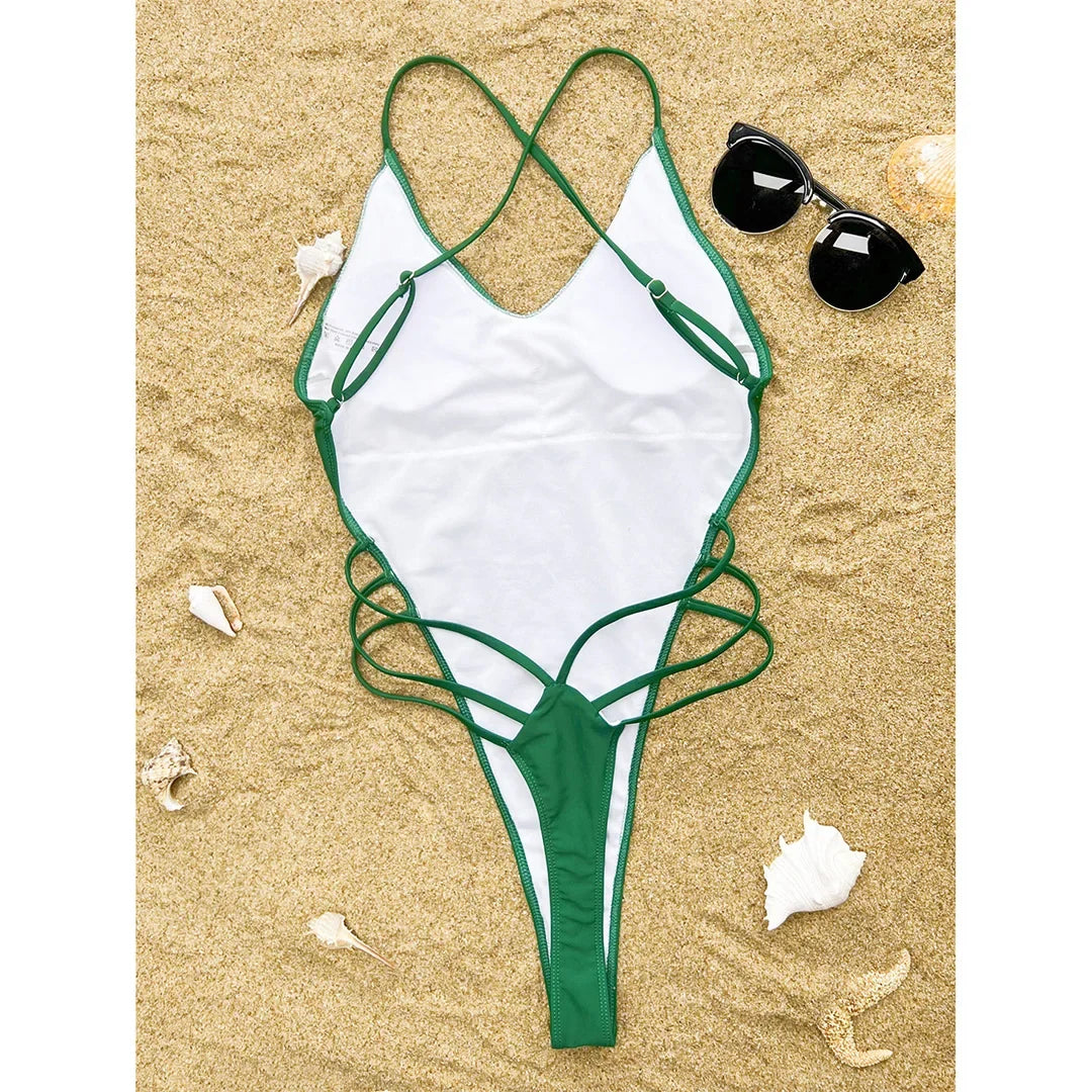 S- XL Extreme Mini Micro Thong Strappy Women Swimwear One Piece Swimsuit Female Backless Monokini Bather Bathing Suit Swim V3938