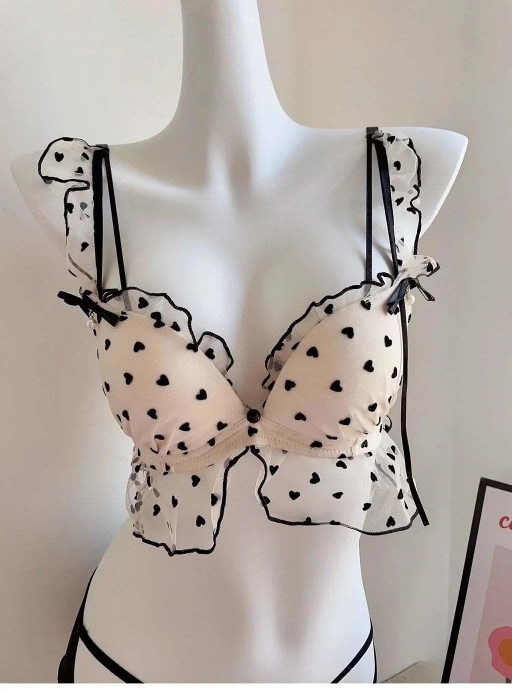 Japanese Mesh No-wire lace Underwear set Women's small breasts gather sexy pure desire sweet bra cute bra Panty SET TUSHY