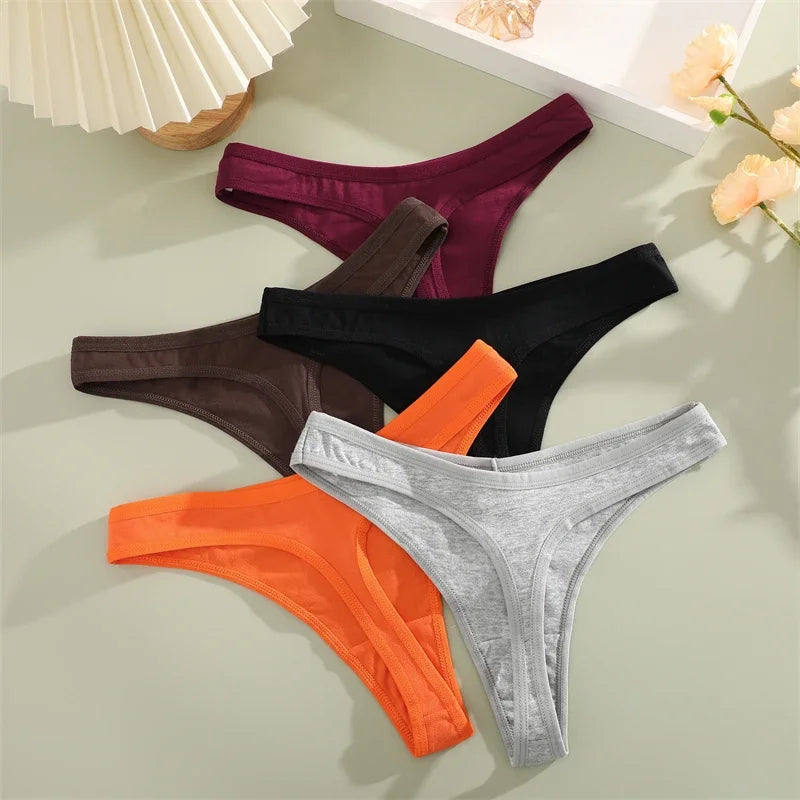 5Pcs Women Cotton Thongs Female Sexy Bikini Panties G-String Underwear Thongs Striped Panties Female Underwear T-Back Intimat