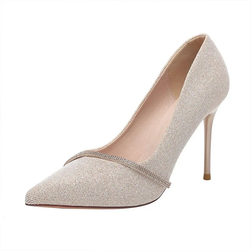 High Heels Women with  Spring and Autumn Pointy Women's Shoes Dress Wedding Shoes Temperament Banquet Single Shoes