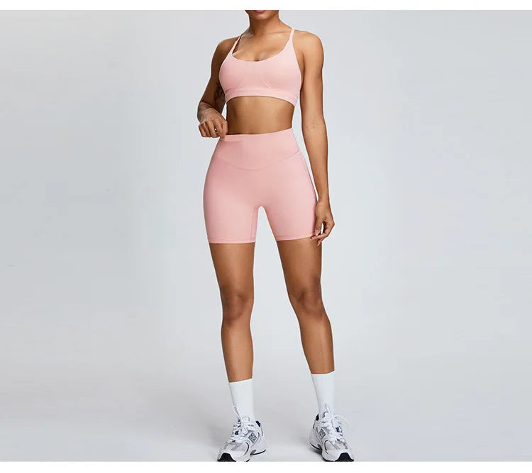 Solid Color Cross Back Women Fitness Underwear Sports Bra Running Top Gym Yoga Athletic Tight Workout Jog Soft With Backless Bra