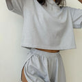 Women's Sleepwear Knitted Striped Pajamas Loose Short Sleeves Shorts Suit Fashion Exterior Loungewear Women