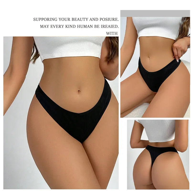 5Pcs Women Cotton Thongs Female Sexy Bikini Panties G-String Underwear Thongs Striped Panties Female Underwear T-Back Intimat
