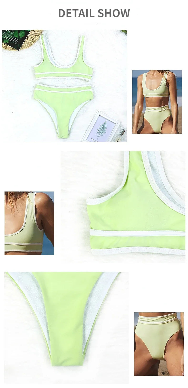 2026 Sexy Sports Bikini Women Push Up Swimwear Swimsuit High Waist Patchwork Solid Bikinis Set Bathing Suit Beach Bikini Female
