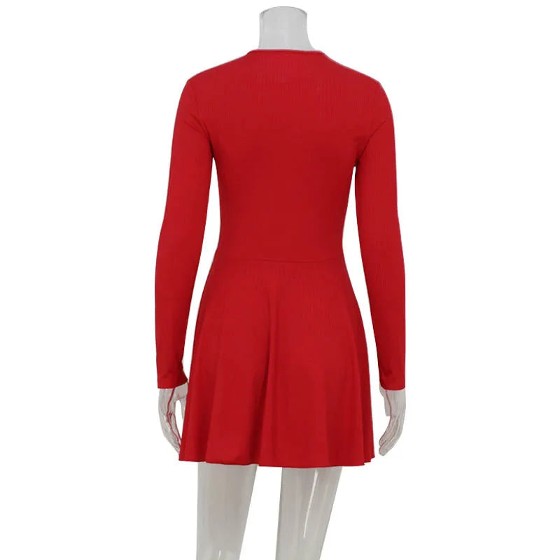 FDYOUI 2026 Sexy Mesh Patchwork A-line Short Dress Streetwear Women's O-neck Long Sleeve High Waist Tuncs Party Club Dresses