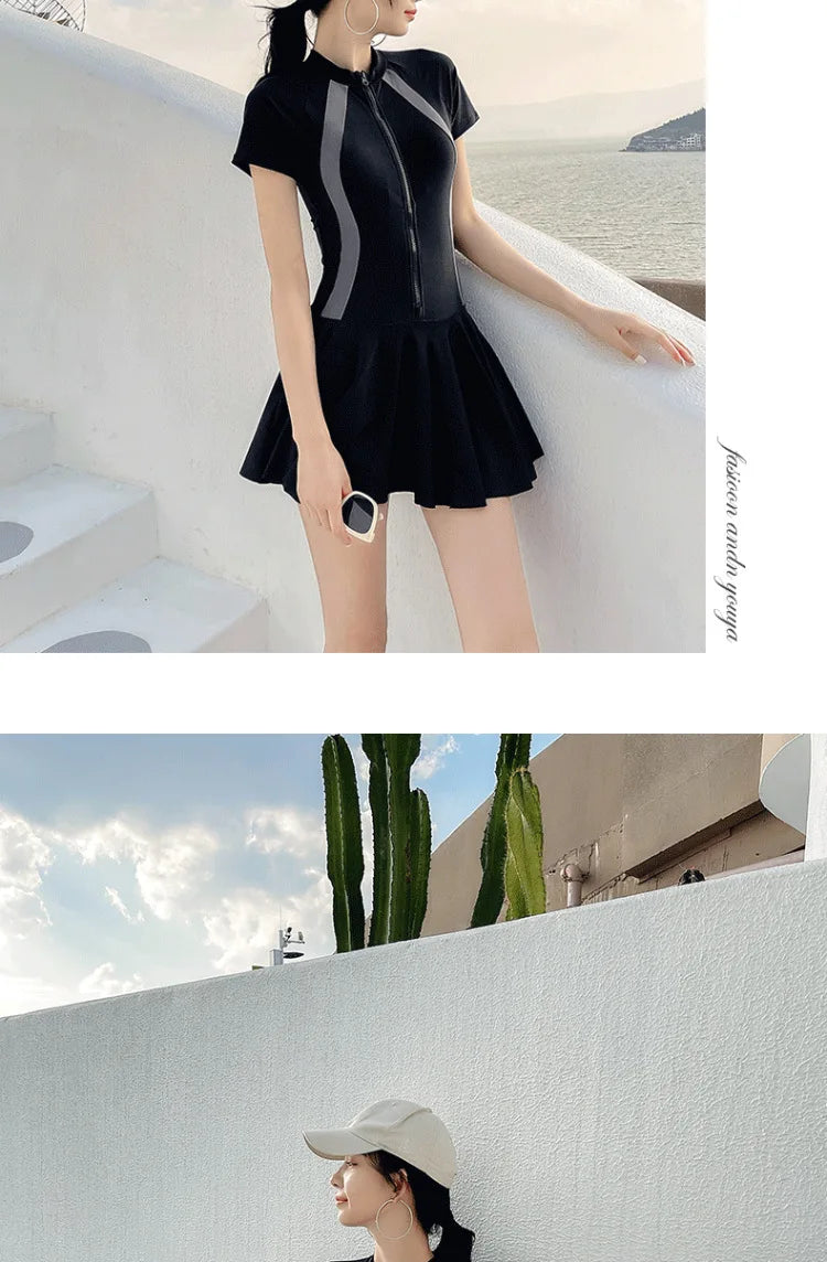 One Piece Swimsuit Skirt Style Plus Size Slimming and Belly Covering Style Hot Spring Bikini Swimsuit for Women
