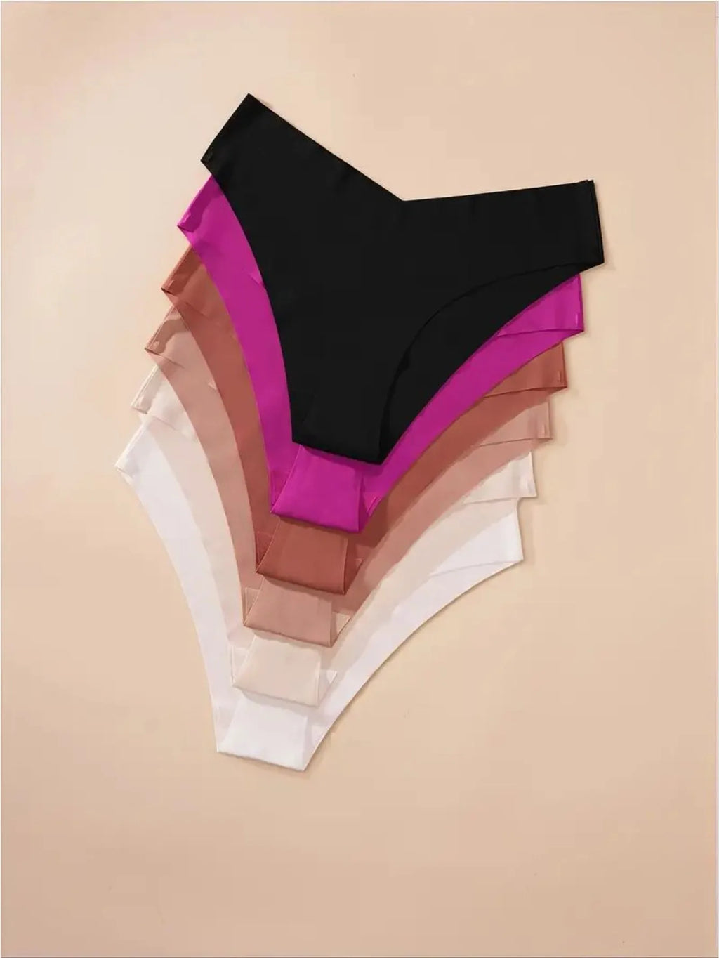 6 Pcs/Set Women's V-Waist Low-Rise Cotton Bikini Briefs - Seamless, Skin-Friendly, 100% Cotton Crotch, 8 Solid Colors, S-XL