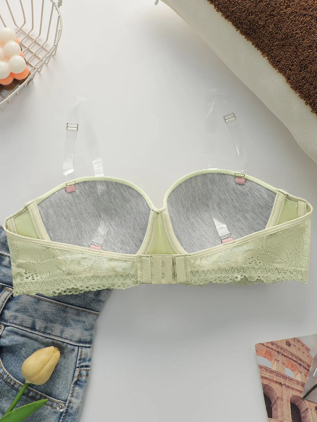 Women's Sexy Lace Front-Buckle Bra with Steel Ring Gathered Push-Up Breathable Comfortable Close-Fitting Underwear MR3466