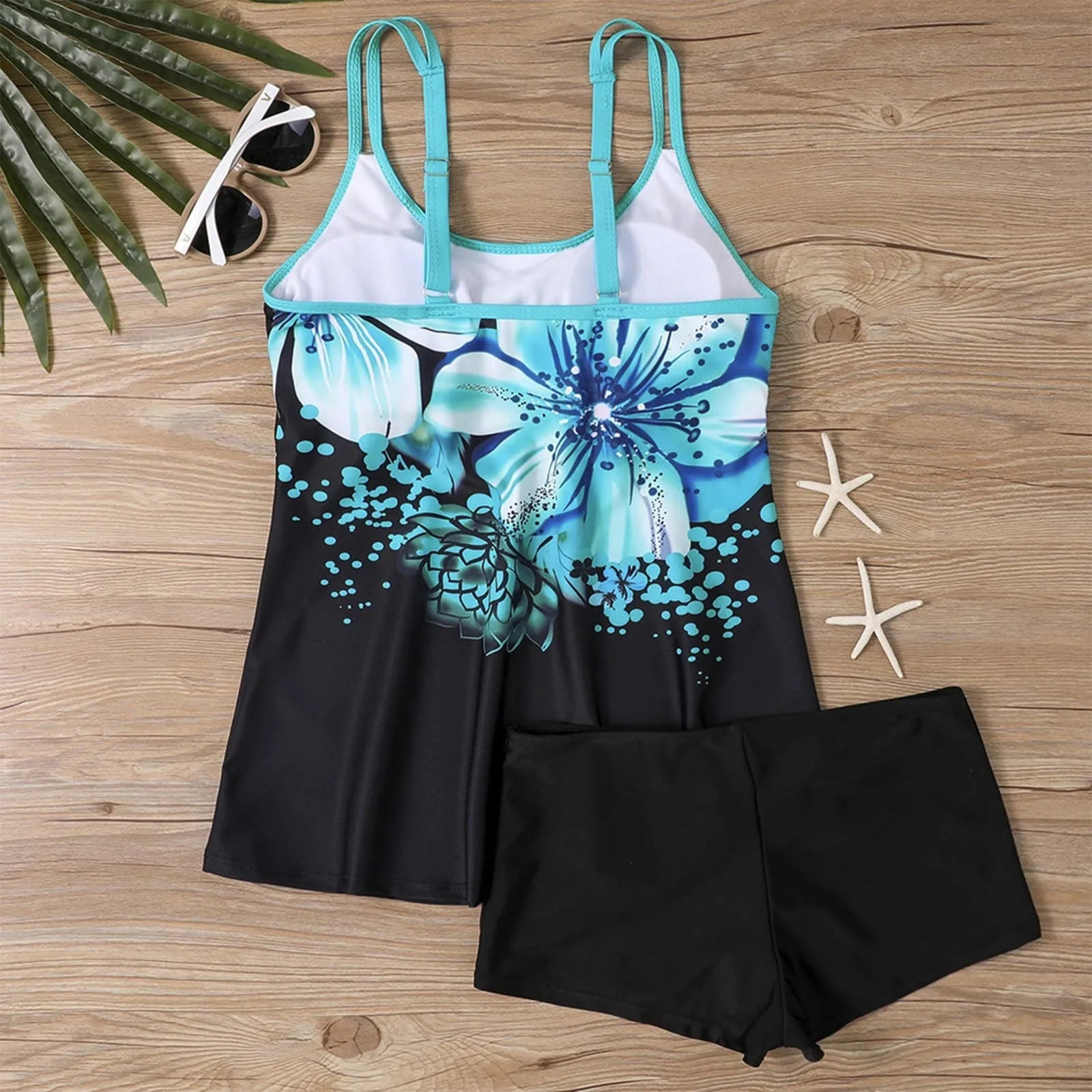Plus Size Vintage Print Tankini Set Two Piece Swimdress Panty Bathing Suit Beachwear Beach Swimwear Retro Summer Swimsuit New