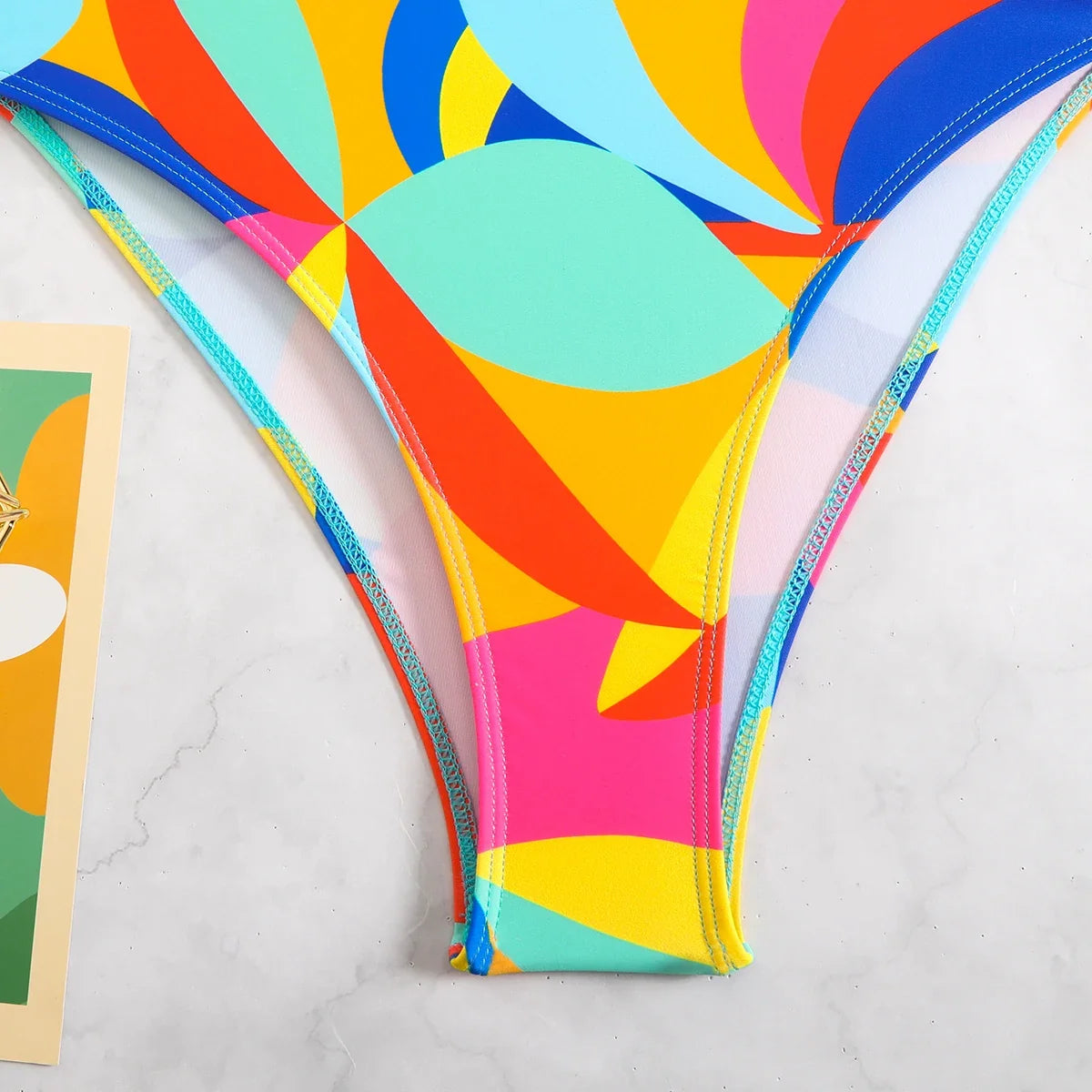 2026 Color Block Swimsuit One Piece Backless Printed Swimwear Women Bathers Bathing Swimming Swim Suit Padded Beachwear Summer