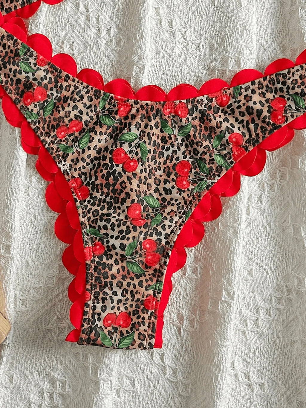 Sexy Bandeau Bikini 2026 Women Red Leopard Print Front Bow Push Up Bra High Waist Swimsuit Beach Bathing Suit Vacation Swimwear