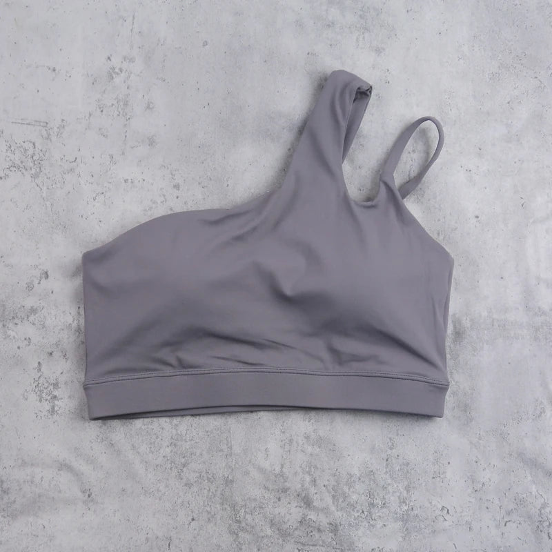 DIA FIT JOY Yoga Sports Bra Single Shoulder Irregular Strap Naked feel Sensation Beautiful Back Design Comfortable Breathable