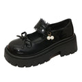 Sweet Bowknot Lace Strap Platform Mary Jane Shoes Women Korean Patent Leather Jk Lolita Shoes Woman 2025 Thick Heel Pumps Female