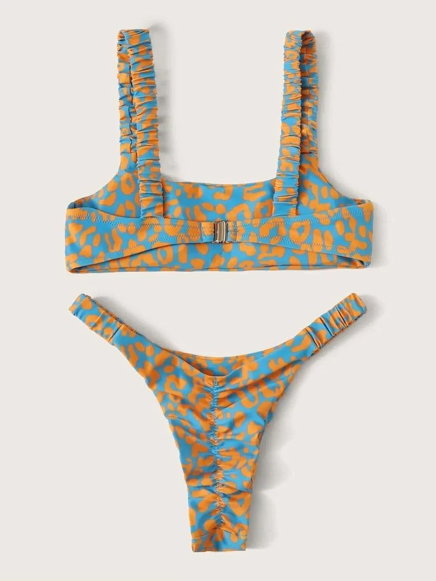 sexy micro bikini 2026 women orange leopard print push up padded thong swimsuit female cut out bathing suit swimwear biquini