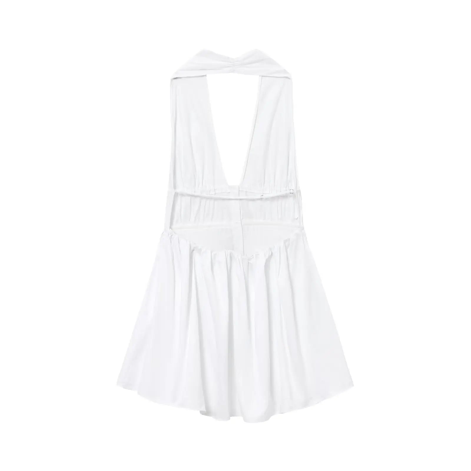 Bowknot White Backless Beach Summer Women's Dress Deep V Neck Cotton Short Vestidos Sexy Sleeveless Halter New in Dress 2025