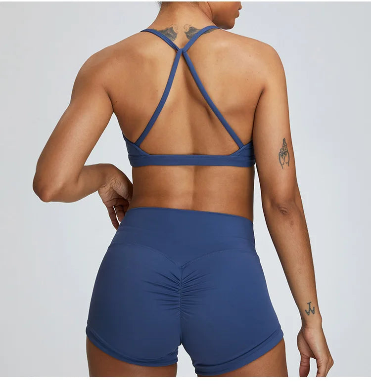 Summer Sexy Scrunch Sports Bra Gym Top Women Running Back Cross Top Sportswear Workout Underwear Fitness Workout Yoga Clothing