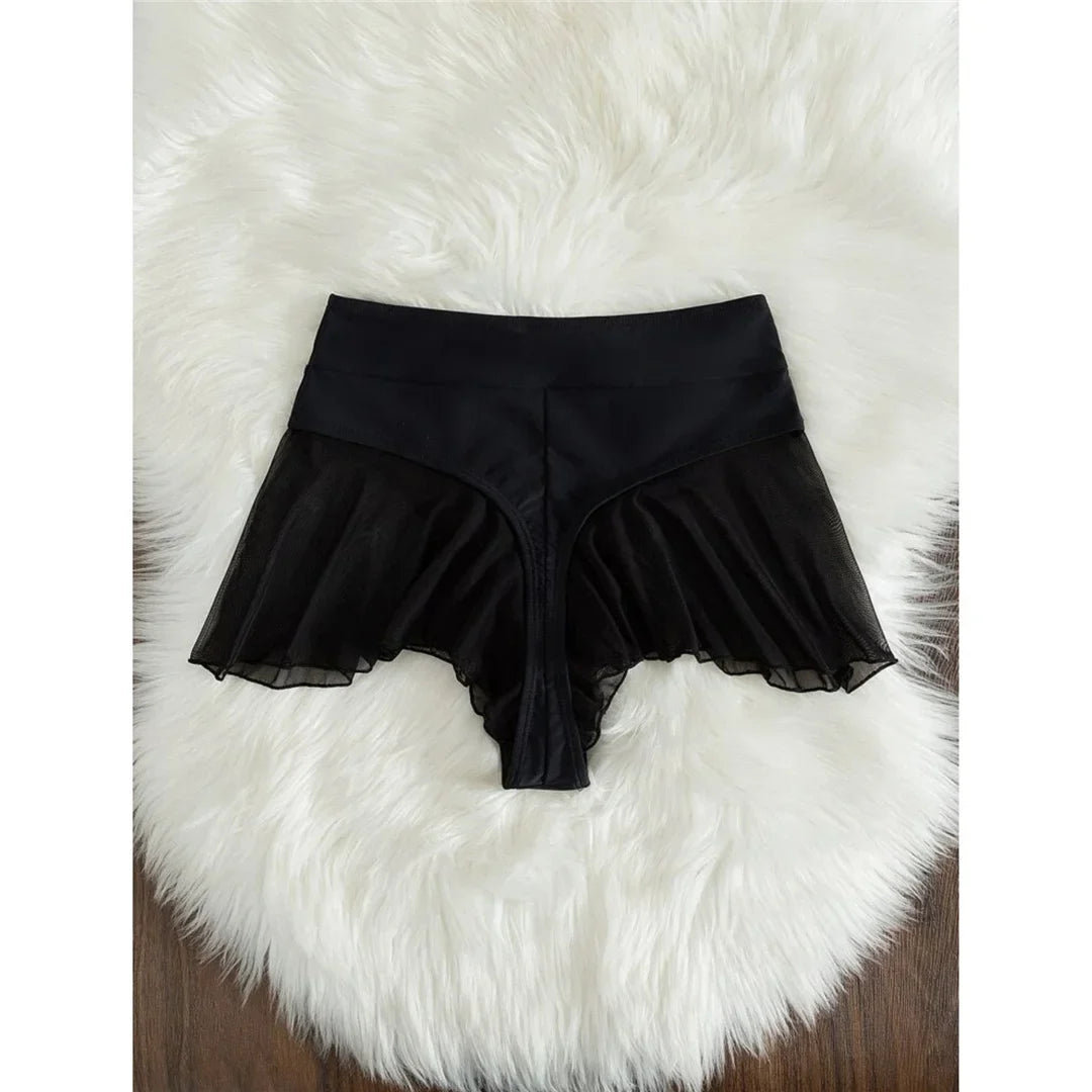 New Sexy Ruffled Mini MIcro Thong Bikini Bottom Swim Brief Women Swimwear Female Bather Brazilian Tanga Panties Underwear V4267