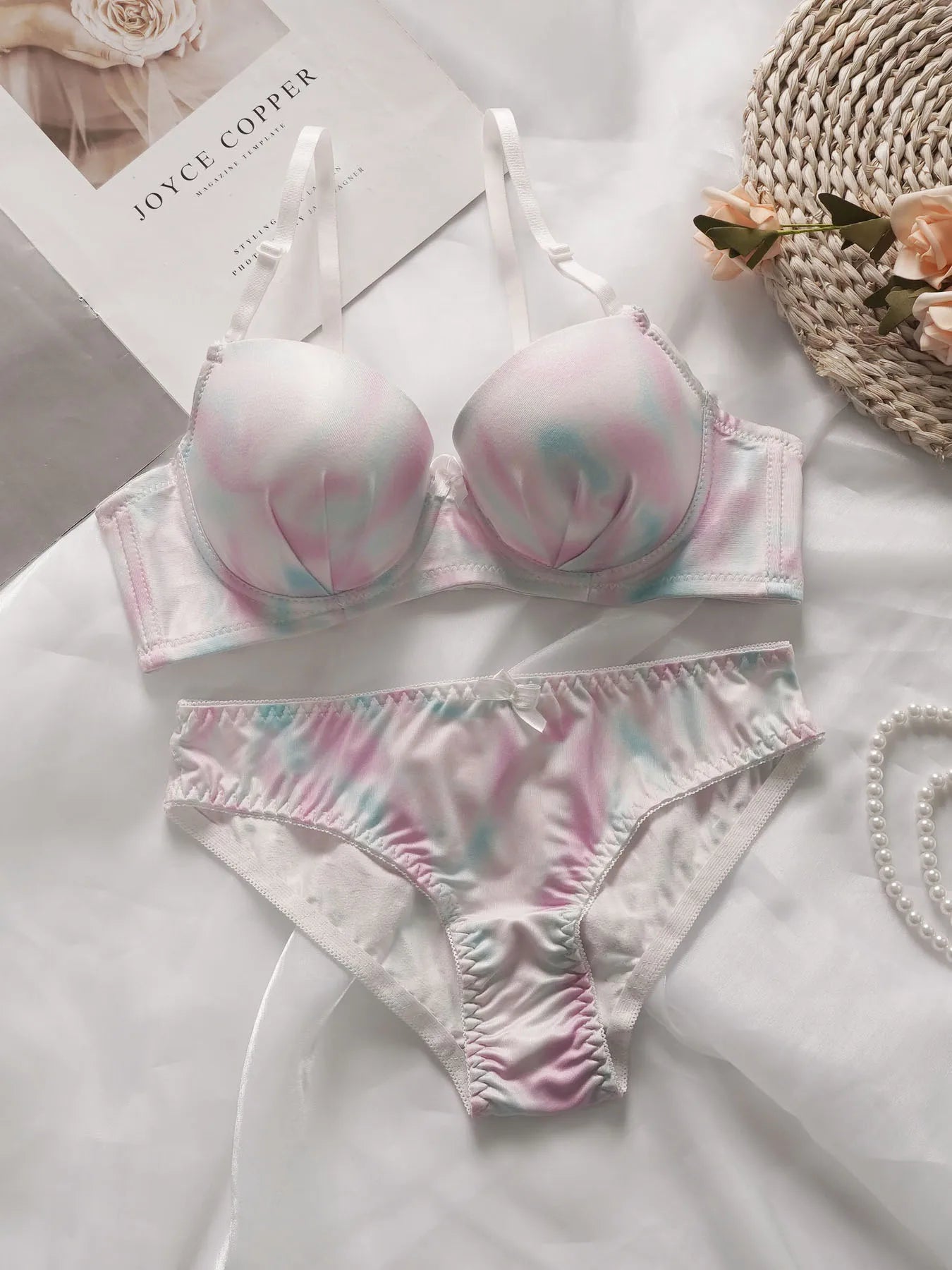 Hot Selling New Sweet Pink Camouflage Design With Steel Ring Gathering Pull And Anti Sagging Bra A2139