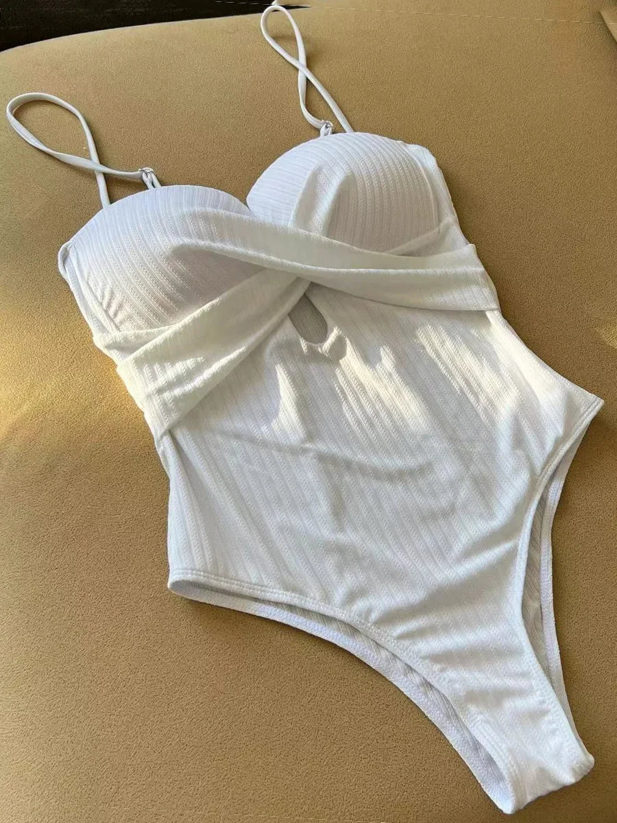 Wrinkled Bra Cup Swimsuits 2025 Female Swimwear One Piece Swimsuit Women Monokini High Cut Bathing Suit Swim Beach Wear Bodysuit