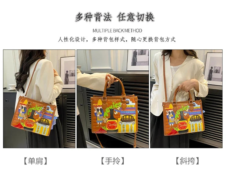 Design Patchwork Zipper 2026 Hot Sale Women's Bags Retro High Quality Women's Bags PU New Personality Stylish Shoulder Bags